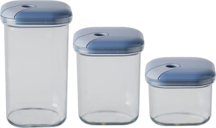Omada - Pull Box Voorraadpot Set van 3 Stuks Assorti - Polypropyleen - Transparant
