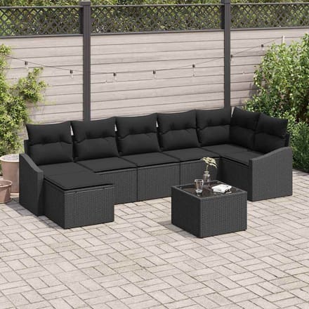 vidaXL Bankstel 8 st Zwart poly rattan