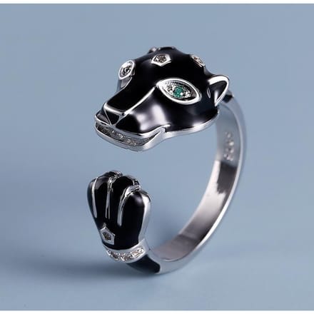 Schattige Dierlijke Vorm Enamel Luipaard Ring Niche Persoonlijkheid Verstelbare Ring opening adjustable gray