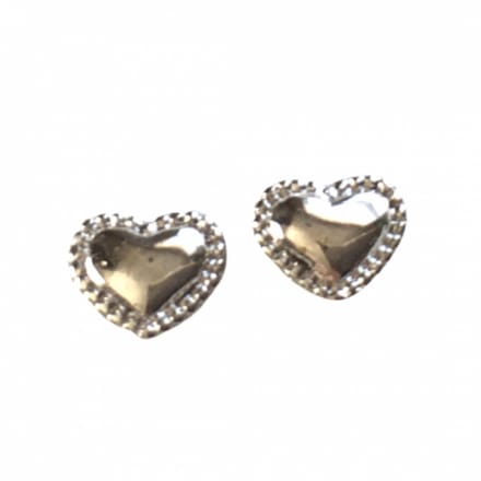 Zilveren - mini oorbellen - hartje met gewerkte rand - 5 mm - Charme Bijoux