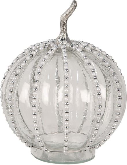 Clayre & Eef Decoratie Pompoen Ø 20x27 cm Transparant Glas Herfst decoratie