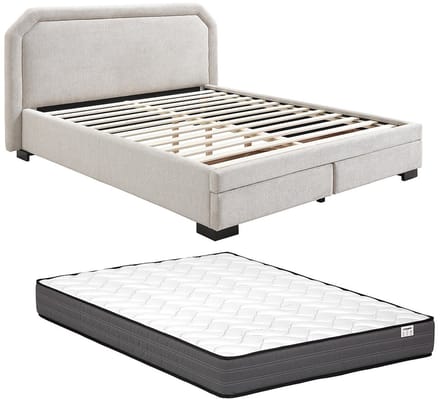 Vente-unique Bedframe stof beige 140 x 190 cm