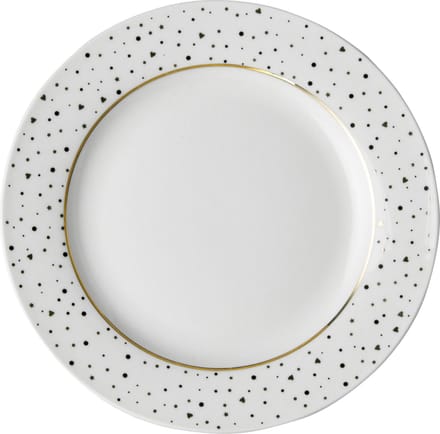 Dutch Rose Loft Zwart-Wit Gebaksbord Wit met Glitters 18 cm