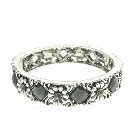 Behave - Bangle met scharnier - zilverkleur - vintage bloemstijl