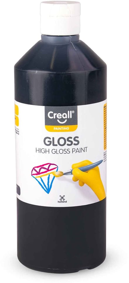 Creall glansverf zwart - 500ml knutselverf voor kinderen.