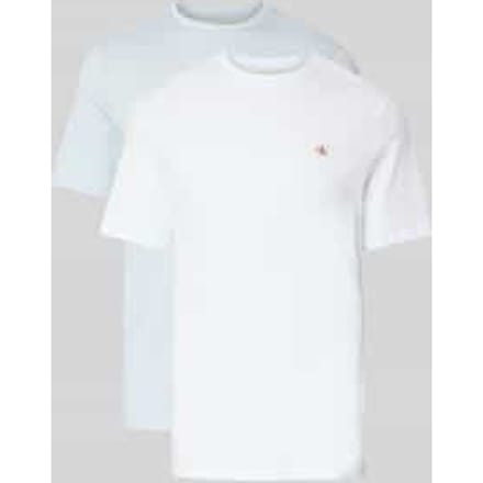 Calvin Klein Ss Badge Tee 2-pack Bright White/plein Air Taglia: S | Magliette basic Outlet | Uomo | Bianco