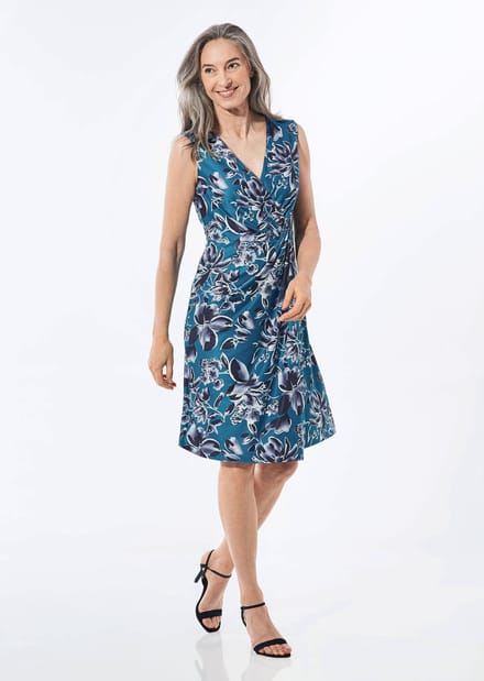 Jurk - blauw / marine / gebloemd - Gr. 21 van Goldner Fashion