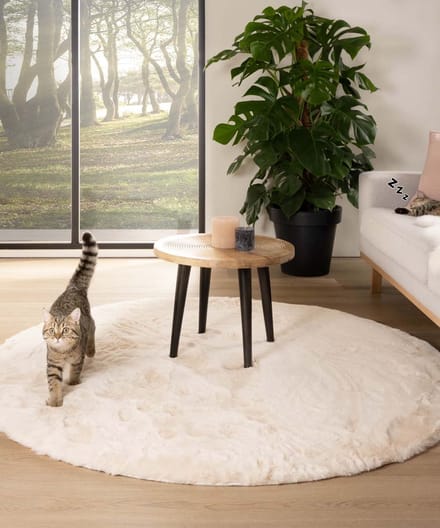 Rond hoogpolig vloerkleed - Comfy plus crème 230
