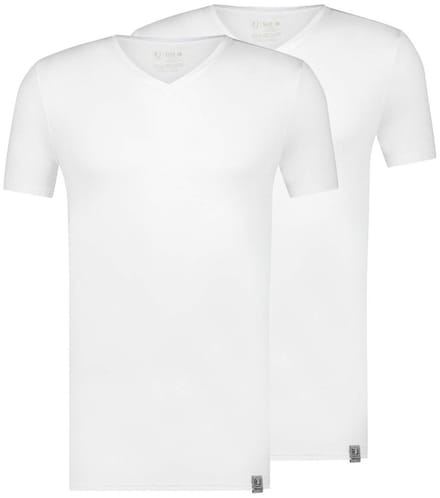 RJ Good Life Athens 2-Pack Heren T-Shirt V-Hals Wit S