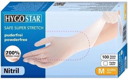 Hygostar nitril handschoenen Safe Super Stretch 100 stuks maat S poedervrij