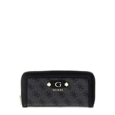 GUESS portemonnee Lindsey SLG Zip Around Wallet Coal Logo donkergrijs