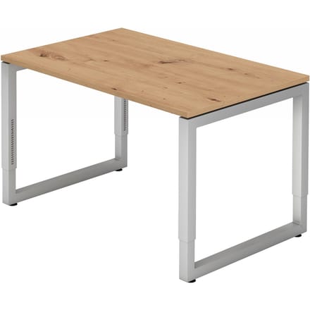 REGO 12 S | Bureau - 120x80 Tafelhoogte I In hoogte verstelbaar Essen-Eik/Zilver