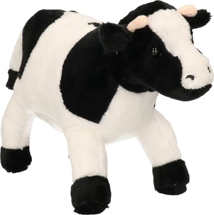 Cornelissen Pluche knuffel dier Koe - Zwart/wit - 23 cm - Boerderij dieren