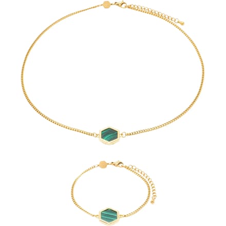 Halsketting en armband van Malachiet voor vrouwen Sloya Hexalia