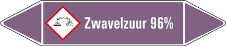 Zwavelzuur 96% leidingmarkering op vel - basen 75 x 17 mm - 8 per vel