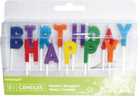 Amscan Verjaardagskaarsjes Happy Birthday 7,5 Cm Multi 13 Stuks