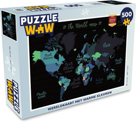 Puzzel Wereldkaart - Bruin - Simpel - Legpuzzel - Puzzel 500 stukjes