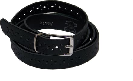 100% leer- 2 cm breed - Damesriem met gaatjes - zwart - taillemaat 100 cm.