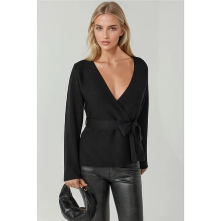 Dubbelgeknoopt Gebreid Cardigan met Tailleband