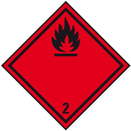 ADR klasse 2.1 sticker brandbare gassen 100 x 100 mm