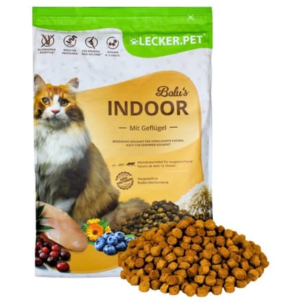 2,5 - 10 kg Lecker.Pet® Balu's Indoor Geflügel Katzenfutter Trockenfutter Vollnahrung