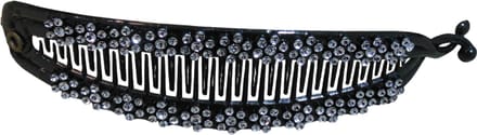 Bananenklem zwart lang met strass-patroon