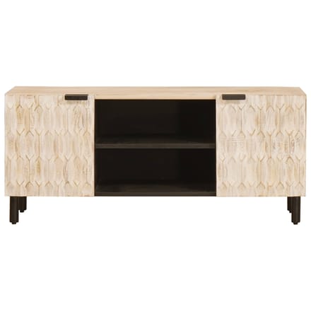 vidaXL - TV - Kast - Witte - Was - Afwerking - 105 - x - 33 - x - 46 - cm - Massief - Mango - Hout