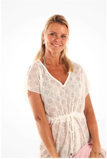Donne del sole - Strandtuniek Carmen- Wit - Maat S - Strandjurkje