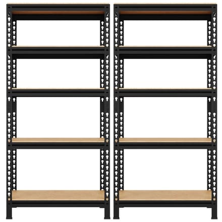 Yaheetech Stellingkast 2 Stuks 70 x 30 x 150 cm - Zwart - 5 Verstelbare Legplanken