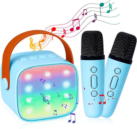 Karaoke Machine - Draagbare Speaker - Feestjes Thuis - Met 2 Microfoons - Compact Formaat - Zwart