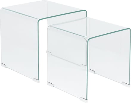 KENDALL - Bijzettafel set - Transparant - Veiligheidsglas