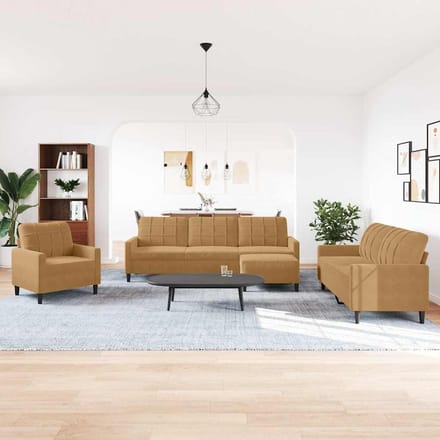 vidaXL - 4-delige - Loungeset - met - kussens - fluweel - bruin