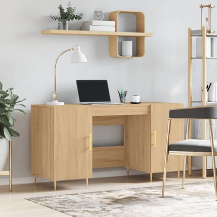 vidaXL - Bureau - 140x50x75 - cm - bewerkt - hout - sonoma - eikenkleurig