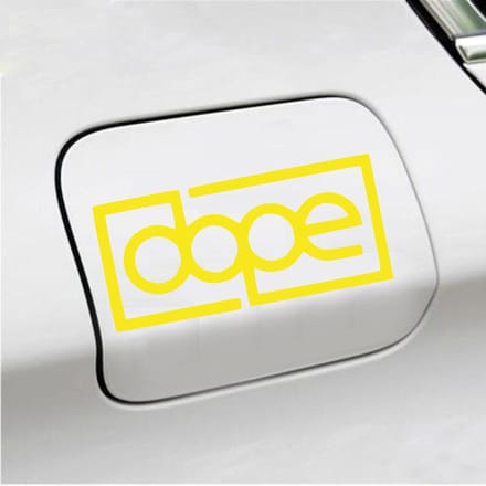 Bumpersticker - Dope - 6,8 X 14,8 - Geel