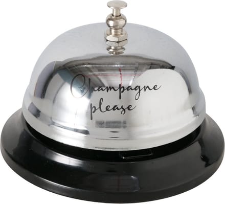 Toonbankbel - Zilver - Zwart - 8x6cm - Metaal - "champagne please"
