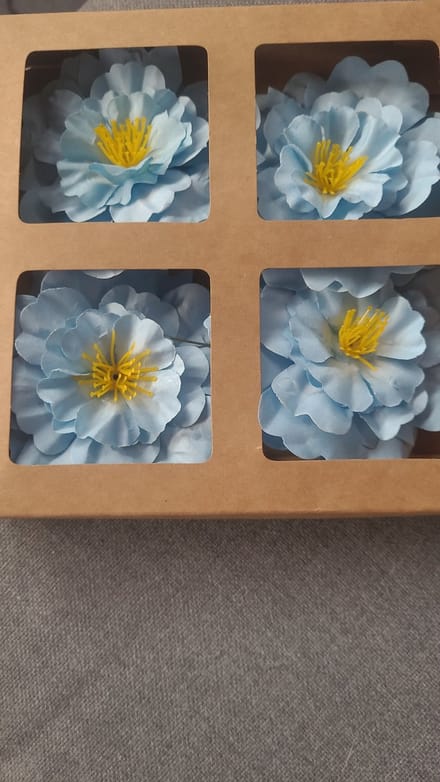 Blauwe kunstbloemen- 4 stuks - azalea-- 9.5 cm