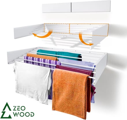 Wanddroogrek Inklapbaar 120 cm - 8.4 m Drooglengte Wit