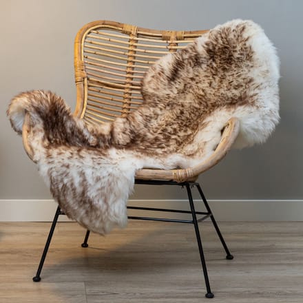 WOOOL Schapenvacht - Classic Wit Bruin Moeflon L (105x60cm) 100% Echte Schapenvachten - ECO+ Dierenvel