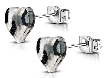 Amanto Oorbellen Dal Grey - 316L Staal - Hart - Print - 9x8mm