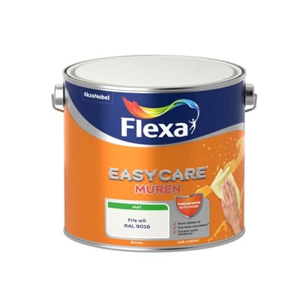 Flexa Easycare Muurverf - Mat - Fris Wit / Ral 9016 - 2,5l