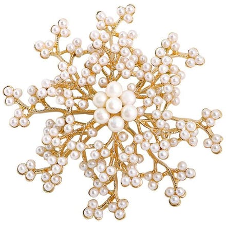 Vêtements pour femmes haut de gamme exquis, bijoux en fleurs, accessoires, sacs, broches en perles et flocons de neige white