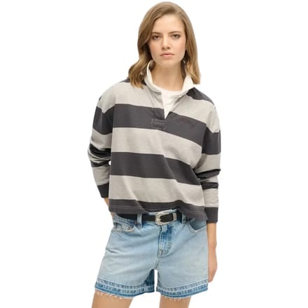 Superdry - Athletic Essentials rugbyshirt met strepen - Dames - Lange mouwen shirts