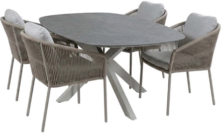 Tuinset Alezio/Barletta | 4 personen | Deens ovaal 180 cm | Rope & kunststof