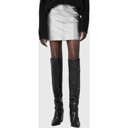 AllSaints Renai Skirt Silver Größe: 12 | Miniröcke Outlet | Damen | Grau