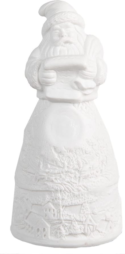 Clayre & Eef Kerstdecoratie met LED-verlichting Kerstman Ø 5x11 cm Wit Porselein