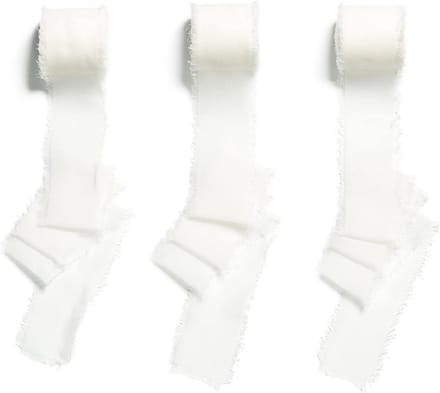 Set van 3 Witte Chiffon Lintrollen 3.8cm x 6m voor Cadeauverpakking, Bruiloft en Knutselen