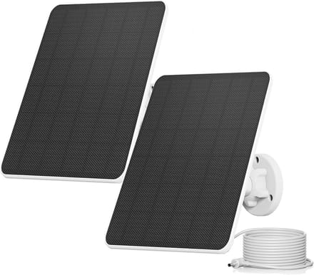 SnelShoppen - Solar Panel voor Ring Camera - 6W Zonnepaneel voor Ring Stick Up Cam & Spotlight Cam - IP65 Waterproof - 3m Kabel (2 Pack)