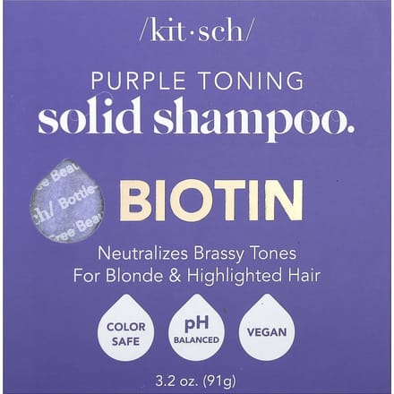 Kitsch, Paars Kleurende Vaste Shampoo Bar, Biotine, Sinaasappelbloesem & Jasmijn, 3,2 oz (91 g) gray
