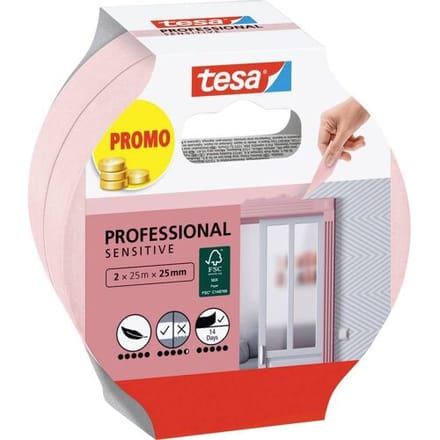 tesa Professional Sensitive 56267-00000-01 Schilderstape Roze (l x b) 50 m x 25 mm 2 stuk(s)