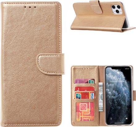 Hoesje Geschikt voor iPhone 13 Pro hoesje bookcase Goud